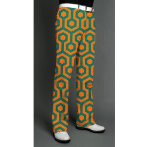 Loudmouth “South Beach” Geometric Patterned Pants in Orange and Teal